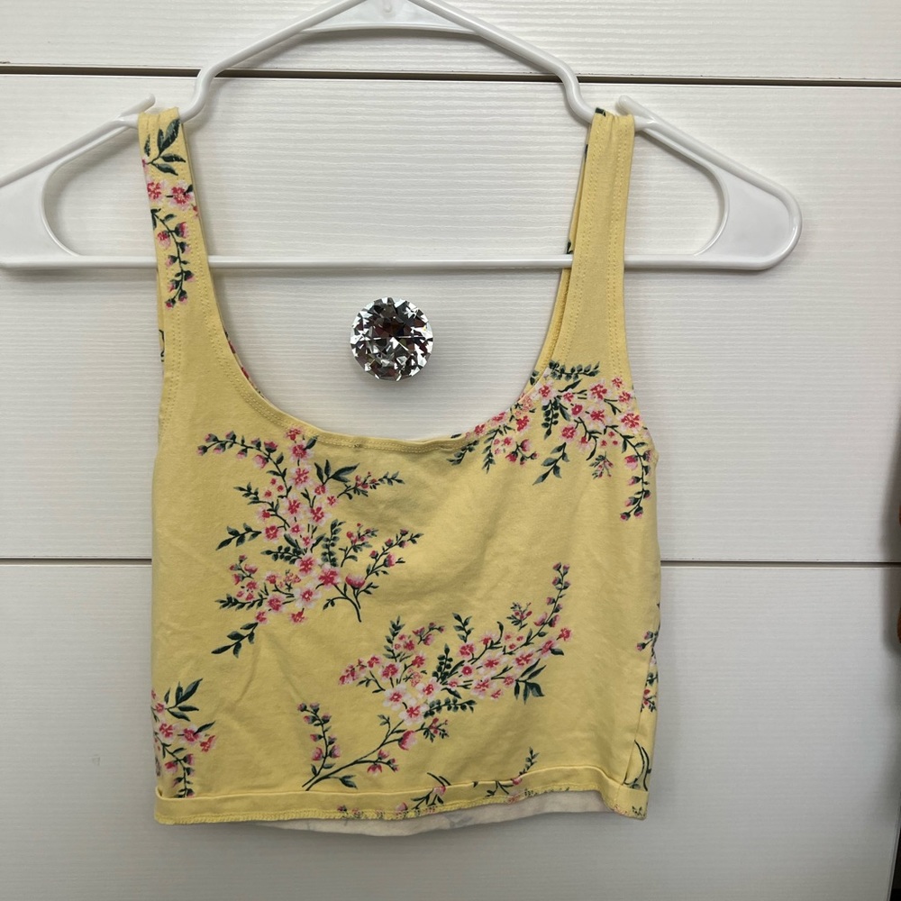 Forever 21 floral yellow crop top